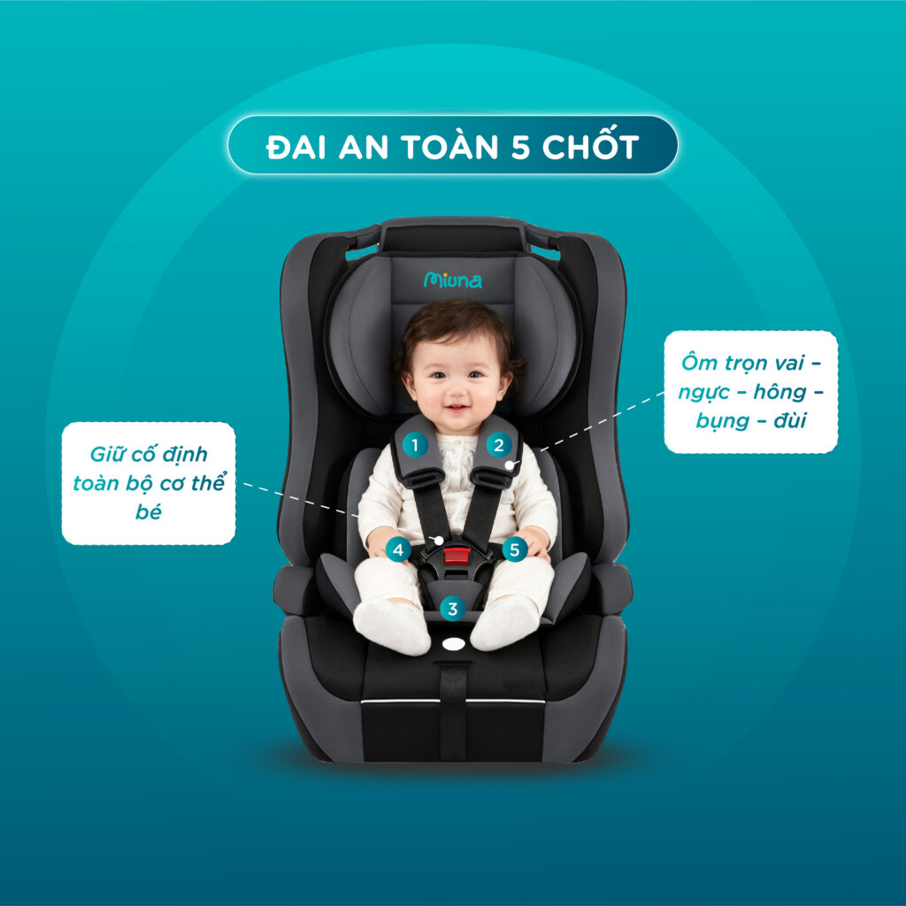 Ghế ngồi ô tô cho bé có đai an toàn 5 chốt
