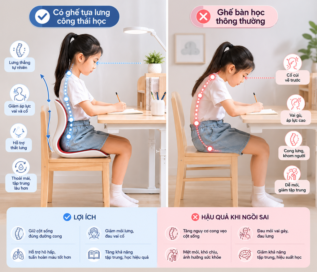 chọn ghế công thái học cho con